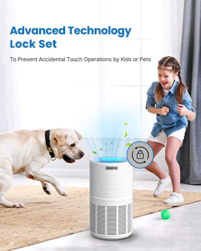 RENPHO Air Purifier for Home with 1 Pack Replacement Filter for Moist Conditions, True HEPA Air Filter Cleaner Intercepts Dust, Smoke, Smell, For room up to 240ft² (22m²), Quiet 26dB, RP-AP088-F2, 1 P