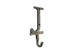 handcrafted nautical decor rustic gold cast iron letter j alphabet wall hook 6"