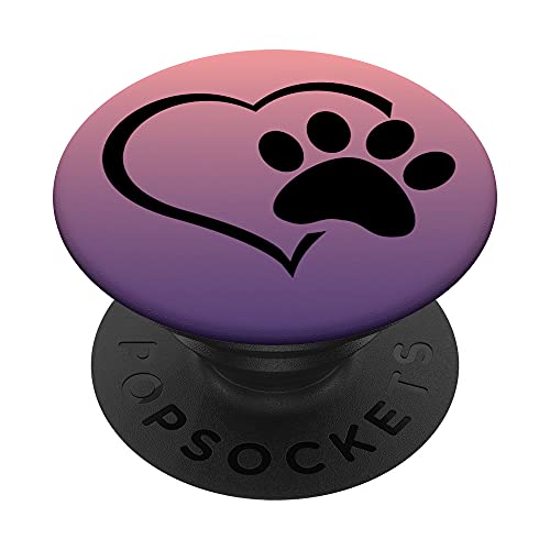 Pink Purple Ombre - Dog Mom Paw Print Heart Design PopSockets Swappable PopGrip