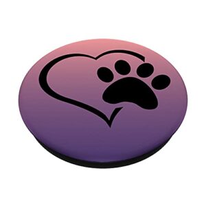 Pink Purple Ombre - Dog Mom Paw Print Heart Design PopSockets Swappable PopGrip