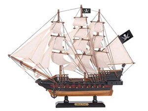 handcrafted nautical decor wooden caribbean pirate white sails limited model pirate ship 15"