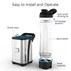 Smoothies Personal Size Blender, Onlyelax 300W Portable Mini Blender for Shakes and Smoothies, Blenders for Kitchen, , 20oz Small Juice Blender with 2 Travel Bottles BPA-Free