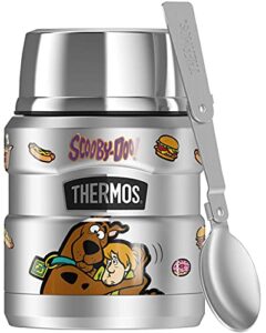 thermos scooby-doo scooby and shaggy snacks stainless king stainless steel food jar with folding spoon, vacuum insulated & double wall, 16oz