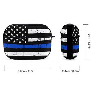 YouTary American Blue Line USA Police Stars Flag Pattern Apple Airpods pro Case Cover with Keychain, AirPod Headphone Cover Unisex Shockproof Protective Wireless Charging