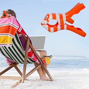 bluesa 2PCS Clown Fish Beach Towel Holders for Beach Chairs, Beach Towel Clips for Pool Chairs, Beach Clips for Towels and Chairs, Clothes Clips for Hanging Clothes, Windproof Towel Pin, Chip Pegs