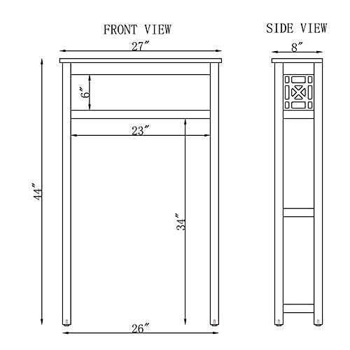 Alaterre Furniture Derby 27" W x 44" H Over Toilet Open Storage Shelf