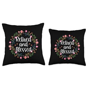 Christian Retirement Gifts Women Tees Blessed Floral Cute Religious Retirement Throw Pillow, 16x16, Multicolor