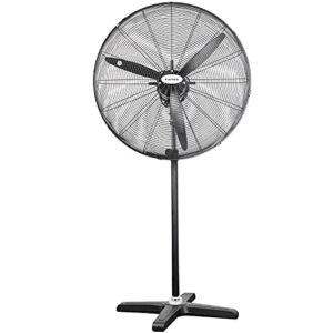 kapas industrial pedestal fans, commercial oscillating fan made by heavy duty metal structure and blade, adjust height, 3- speed control suitable to warehouse, shop, garage, and workspace. (30'')