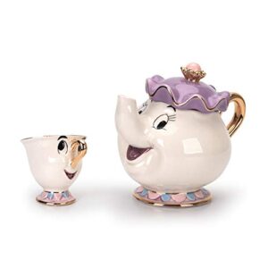 gzhaituosi cartoon new beauty and the beast teapot mug mrs potts chip tea pot cup one set lovely & cup set teapot mug