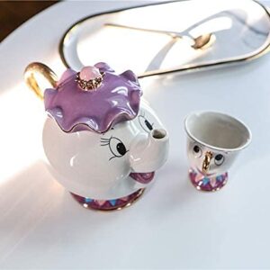 GZHaiTuoSi Cartoon New Beauty And The Beast Teapot Mug Mrs Potts Chip Tea Pot Cup One Set Lovely & Cup set Teapot Mug