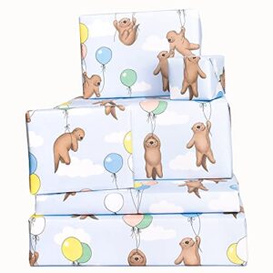 central 23 - cute wrapping paper for her - 6 sheets of gift wrap - cute otters birthday wrap - for wife husband - colourful wrapping paper - balloons - recyclable