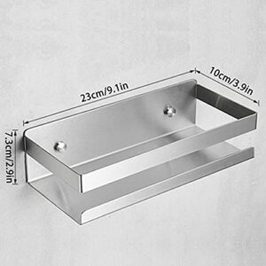 Qksky Self Adhesive Shower Shelf - Bathroom Shelf Stick on Wall Shower Caddy Stainless Steel（23cm）