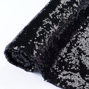 sequin fabric by the yard 2 yard sparkly fabric mesh sequins fabric for sewing dress and making wedding party tablecloth table runner decorations (2 yard, black)