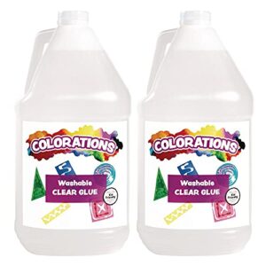 colorations washable clear glue, 2 gallons, dries clear, gluing, crafts, school supplies, office, home, classroom, projects, washable school glue, non toxic glue