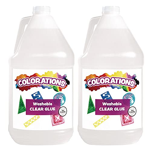 Colorations Washable Clear Glue, 2 gallons, Dries Clear, Gluing, Crafts, School Supplies, Office, Home, Classroom, Projects, Washable School Glue, Non Toxic Glue