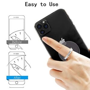 Cell Phone Ring Holder Stand, Transparent Phone Ring Holder Finger Kickstand 360° Rotation Phone Ring Finger Grip Compatible with All Smartphones(2Black)