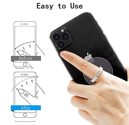 Cell Phone Ring Holder Stand, Transparent Phone Ring Holder Finger Kickstand 360° Rotation Phone Ring Finger Grip Compatible with All Smartphones(2Black)