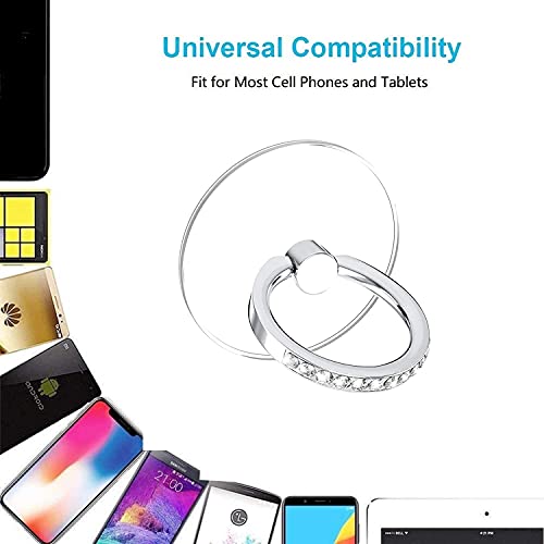 Cell Phone Ring Holder Stand, Transparent Phone Ring Holder Finger Kickstand 360° Rotation Phone Ring Finger Grip Compatible with All Smartphones(2Black)