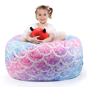 kaboer bean bag cover for kids,200l stuffed animal storage bean bag chair cover |stuffable zipper beanbag for organizing children soft plush toys (32x29inch)