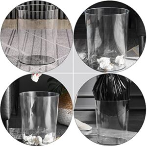 DOITOOL Round Plastic Small Trash Can Plastic Wastebasket Clear Garbage Container Bin for Bathroom Kitchen Home and Office