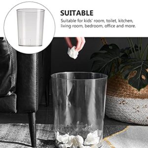 DOITOOL Round Plastic Small Trash Can Plastic Wastebasket Clear Garbage Container Bin for Bathroom Kitchen Home and Office