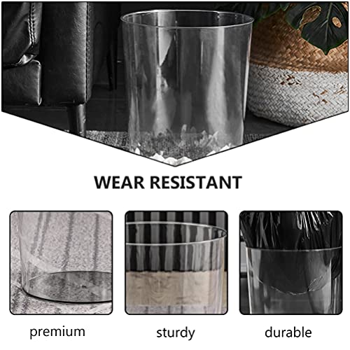 DOITOOL Round Plastic Small Trash Can Plastic Wastebasket Clear Garbage Container Bin for Bathroom Kitchen Home and Office