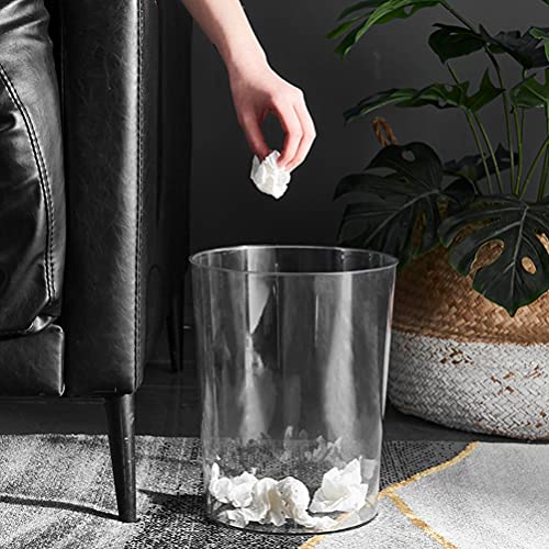 DOITOOL Round Plastic Small Trash Can Plastic Wastebasket Clear Garbage Container Bin for Bathroom Kitchen Home and Office