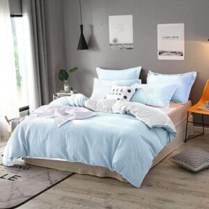 Amazon Brand – Pinzon Cotton Duvet Cover Set,100% Cotton Waffle Weave Duvet Cover Set,3 Pieces Textured Stripe Bedding Set for All Season - Light Blue King