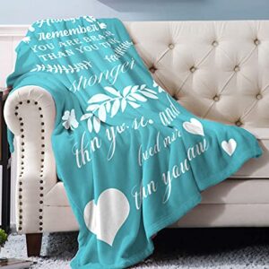 Inspirational Throw Blanket,Get Well Gifts for Women&Men,Cancer Sympathy Healing Blankets,Soft Fleece Blankets with Positive Energy Motivational Healing Thoughts,Friend Blanket Gifts,50x40inch