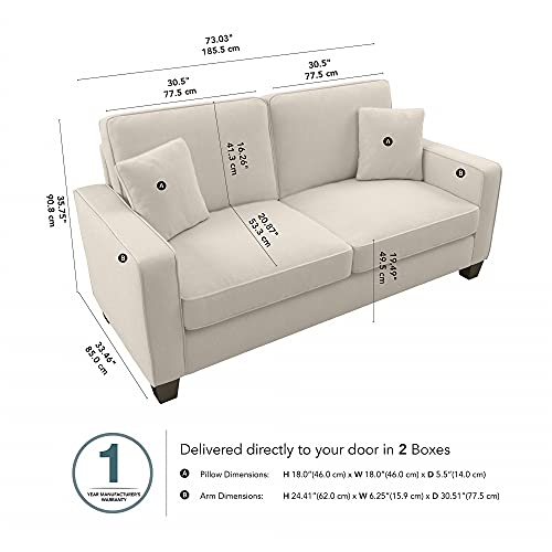 Bush Furniture Stockton Sofa, 73W, Cream Herringbone