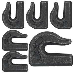 eyluck 6 pack 3/8" weld on grab hook, heavy duty g70 forged grab chain hooks great for chain pulling and lifting,utility hook weldable for car, truck, suv, rv, utv, tractors loader bucket, rigging