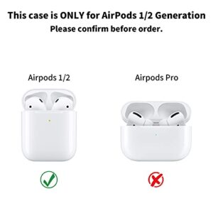 AirPods Case Cover with Keychain, Jiunai Strong Protective Armor Secure Look Shockproof Thick AirPods Case with Carabiner Supports Wireless Charging for AirPods 1st & 2nd Gen LED Visible Black Red