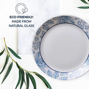 Corelle Everyday Expressions 4-Pc Dining Plates Set, Service for 4, Durable and Eco-Friendly 10-1/2-Inch , Higher Rim Glass Dinner Plate , Microwave and Dishwasher Safe, Rutherford