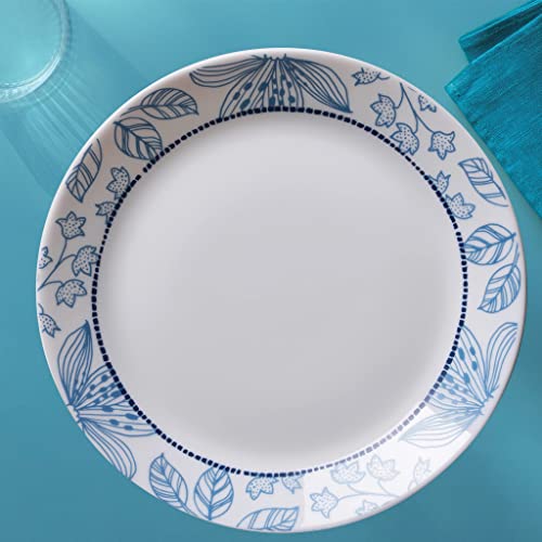 Corelle Everyday Expressions 4-Pc Dining Plates Set, Service for 4, Durable and Eco-Friendly 10-1/2-Inch , Higher Rim Glass Dinner Plate , Microwave and Dishwasher Safe, Rutherford