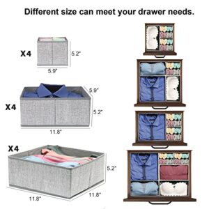 Hinotori Clothing Drawer Organizers 12 Pack – Foldable Storage Bin Drawer Dividers for Clothes, Underwear, Socks, Bras – Collapsible Fabric Organizer for Closet, Shelves, Dresser, Bedroom