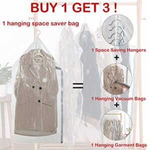 Hanging Vacuum Storage Bags, 6 Pack Large Hanging Space Saver Bags, Hanging Storage Bags for Clothes, Clothes Storage Bags Vacuum Sealed for Suits, Dress, Jackets, Closet Organizer for Moving Supplies(53.1x27.6 in)