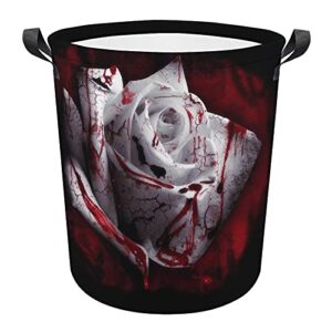 renjundun black gothic rose laundry hamper basket bag stylish collapsible oxford cloth home storage bin with handles ,17.3in h x 16.5ind