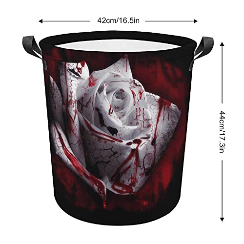 RENJUNDUN Black Gothic Rose Laundry Hamper Basket Bag Stylish Collapsible Oxford Cloth Home Storage Bin with Handles ,17.3In H x 16.5InD