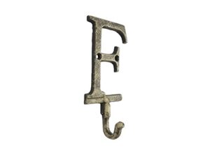 handcrafted nautical decor rustic gold cast iron letter f alphabet wall hook 6"