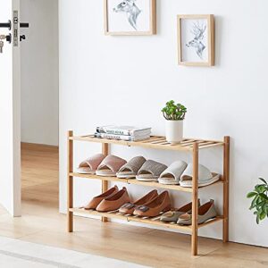 viewcare 3-Tier Free Standing Shoe Racks, Stackable | Beautiful | Natural | Functional | Sturdy, Bamboo Shoe Rack for Entryway Hallway Closet