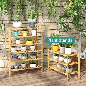 viewcare 3-Tier Free Standing Shoe Racks, Stackable | Beautiful | Natural | Functional | Sturdy, Bamboo Shoe Rack for Entryway Hallway Closet