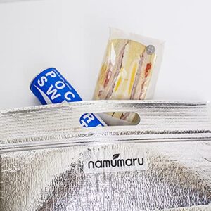 NAMUMARU Insulated Easy Zip Lock with Handle Resealable Aluminum Sandwich Lunch Bag 5 Piece Medium Reusable Thermal Snack Bento Camping Picnic Grocery Hot & Cold Pouch