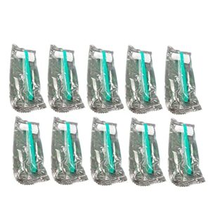 Vakly Denture Brush [Pack of 10] Individually Bagged Denture Brushes with Hard Firm Flat Bristled Heads for Cleaning Dentures, Retainers, False Teeth, Clear Braces, and Mouth Guards