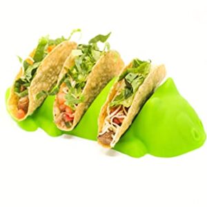 Jarratt Industries Fiesta Taco Holder TacoCat Stand Up Holders, Perfect Plate Stand for Soft and Hard Shell Tacos, Use for Taco Tuesdays and Taco Bar, Microwave and Oven Safe, Green