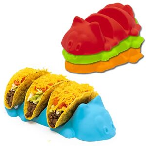 Jarratt Industries Fiesta Taco Holder TacoCat Stand Up Holders, Perfect Plate Stand for Soft and Hard Shell Tacos, Use for Taco Tuesdays and Taco Bar, Microwave and Oven Safe, Green