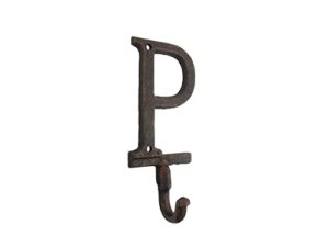 handcrafted nautical decor rustic copper cast iron letter p alphabet wall hook 6"