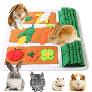 rabbit foraging mat 20" × 20" machine washable polar fleece pet snuffle mat encourages natural foraging skills interactive games for bunny, guinea pigs, chinchillas, small animals, dog