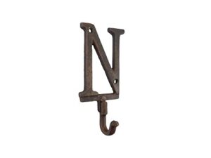 handcrafted nautical decor rustic copper cast iron letter n alphabet wall hook 6"