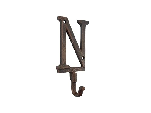 Handcrafted Nautical Decor Rustic Copper Cast Iron Letter N Alphabet Wall Hook 6"