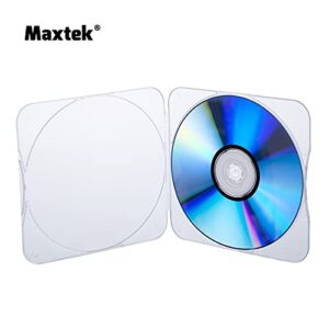 Maxtek 25 Pack Ultra Slim Clear Transparent Square Shaped CD and DVD Disc Clam Shell Case with Lock, Single Disc Capacity, Durable and Impact Resistant PP Poly Plastic Case.